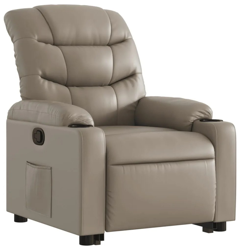 Poltrona reclinável elevatória couro artificial cor cappuccino