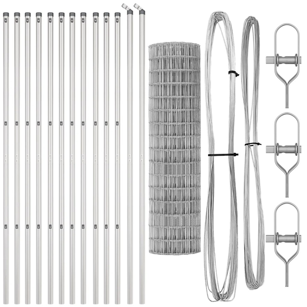 Cerca Euro com 13 Postes 1.2x25 m Aço Galvanizado