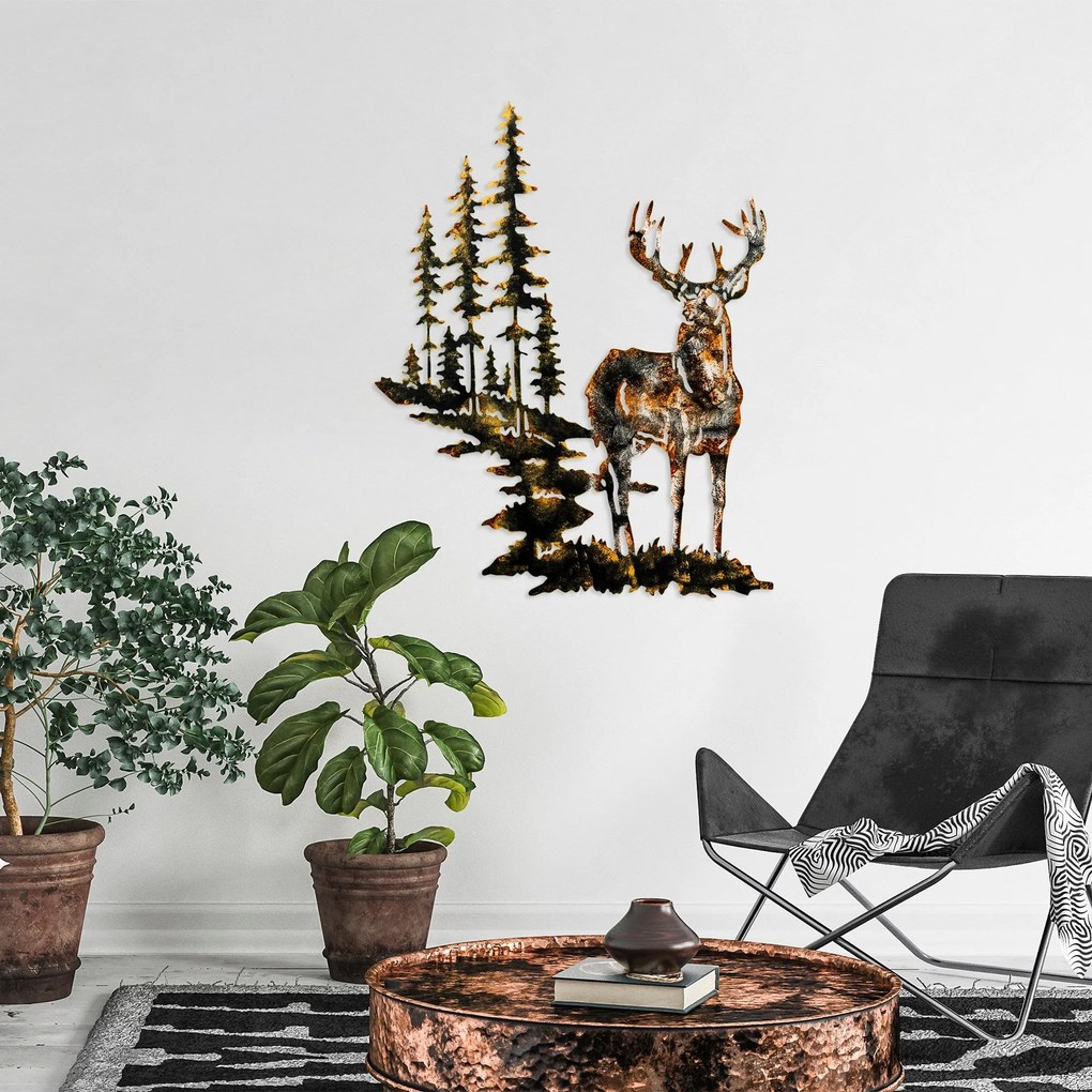 Acessório Decorativo de Parede em Metal Deer – Multicolor – 65 x 79 cm