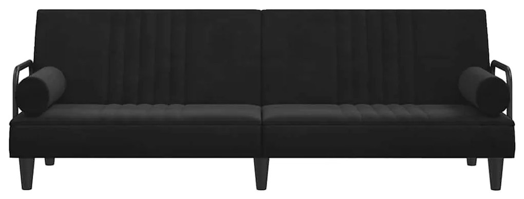 Sofá-cama com apoio de braços veludo preto