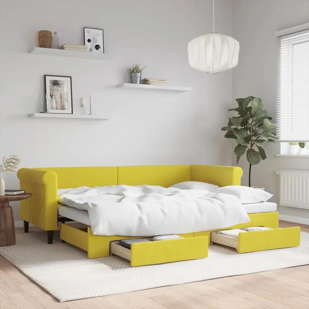 3197817 vidaXL Sofá-cama com gavetão e gavetas 80x200 cm veludo amarelo