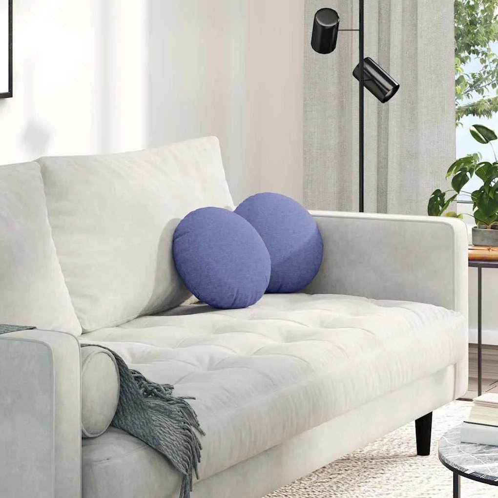 vidaXL Almofadas de Assento 2 pcs Azul Jeans Ø30 x 13 cm tecido