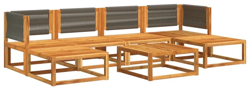 7 pcs conjunto sofás jardim c/almofadões madeira maciça acácia