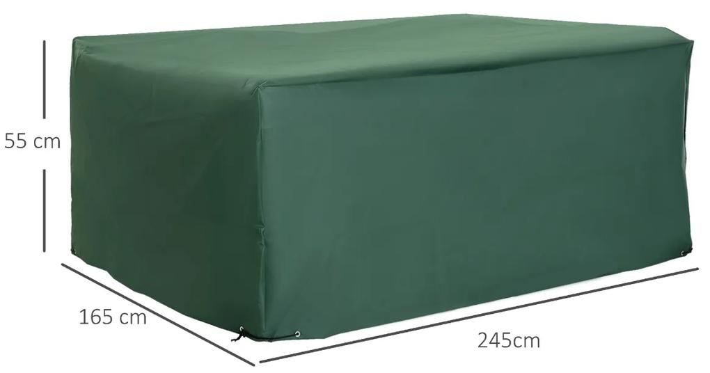 Capa Protetora para Móveis de Jardim 245x165x55cm com Tecido Impermeável Cobertura para Sofás e Mesas de Exterior Verde