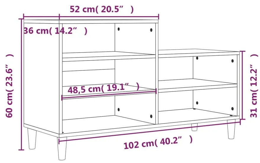 Sapateira 102x36x60 cm derivados de madeira carvalho castanho