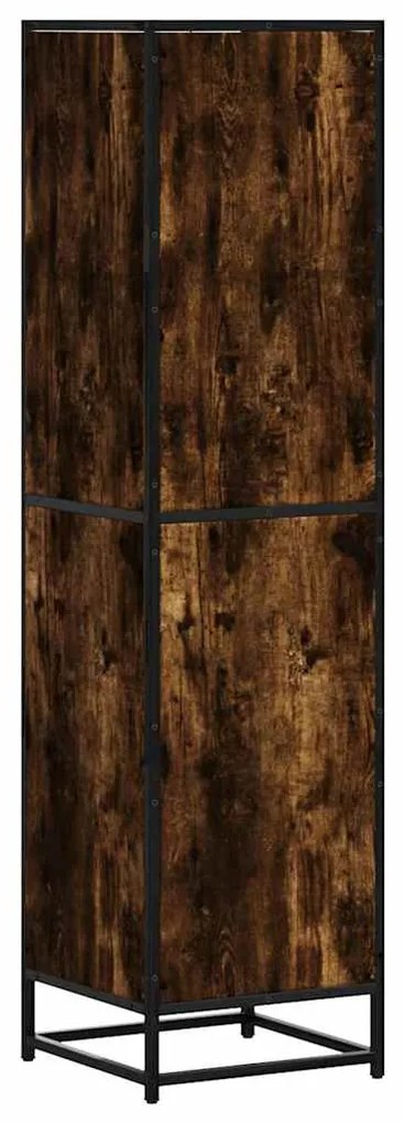 Armário alto 35,5x35x139 cm madeira e metal carvalho fumado
