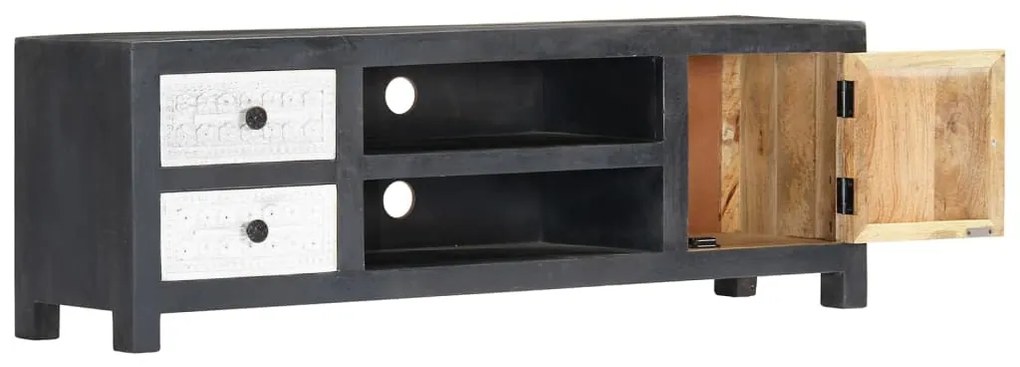 Móvel TV esculpido à mão 120x30x40 cm mangueira cinzento/branco