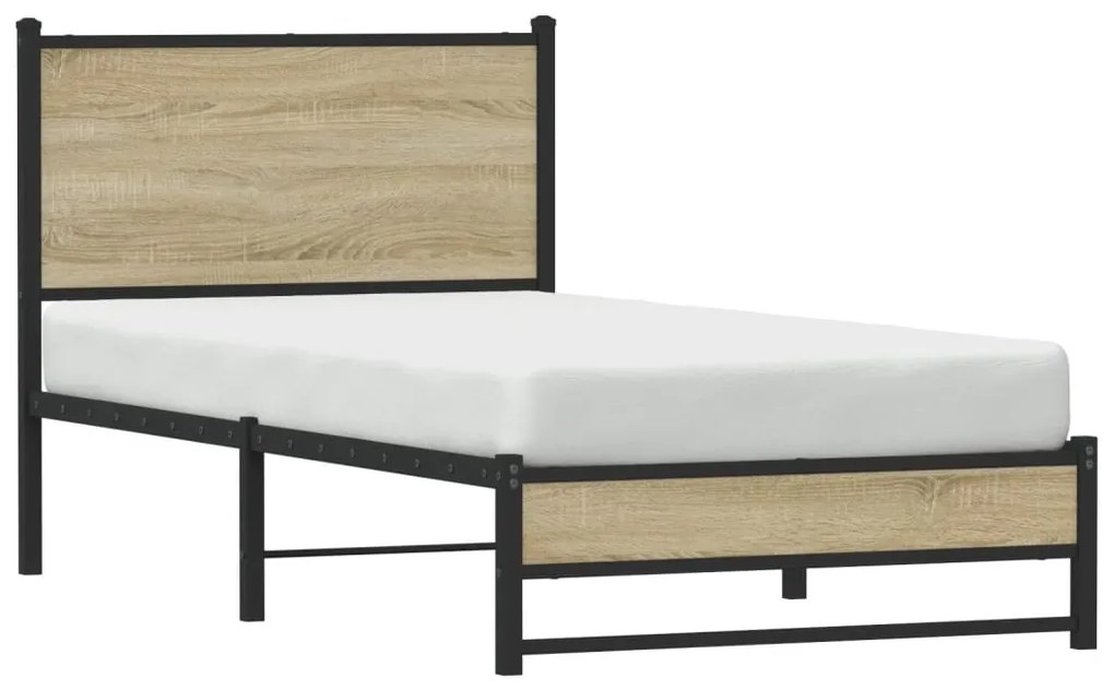Estrutura de cama sem colchão 90x190 cm metal carvalho sonoma
