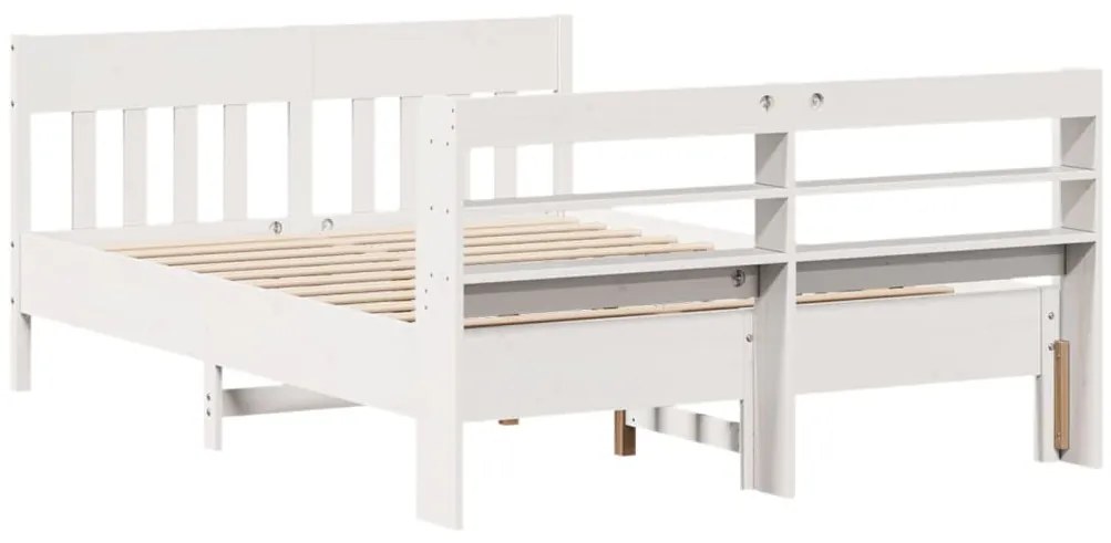 Cama sem colchão 160x200 cm madeira de pinho maciça branco