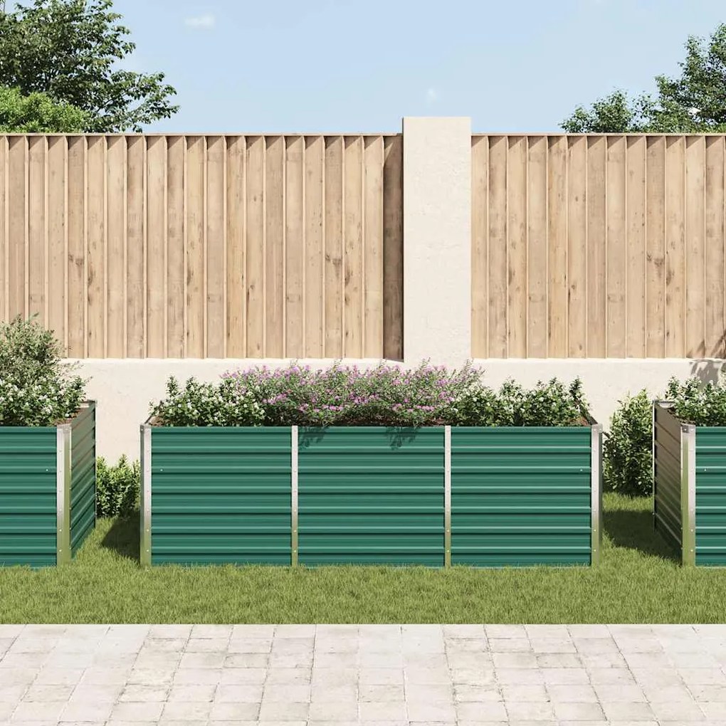 Canteiro elevado de jardim aço galvanizado 240x80x77 cm verde
