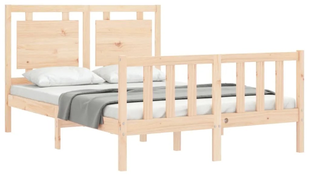 Estrutura de cama com cabeceira 140x190 cm madeira maciça