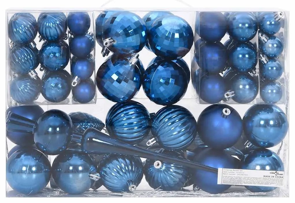 Enfeites de Natal 98 pcs Ø3/4/6 cm azul