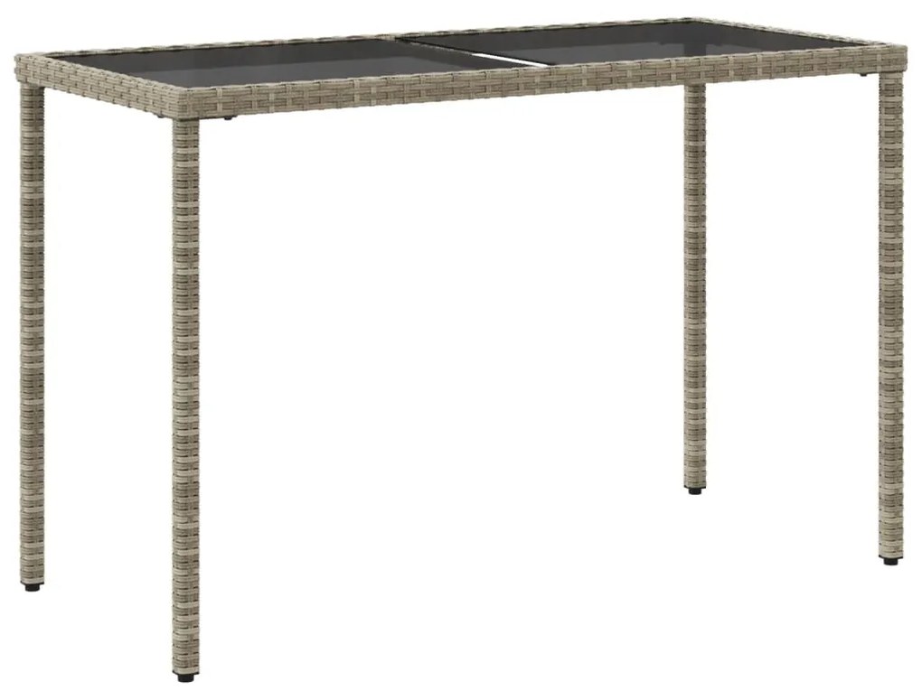 Mesa jardim c/ tampo de vidro 115x54x74 cm vime PE cinza-claro