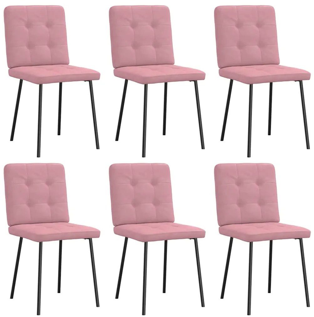 vidaXL Cadeiras de jantar 6 pcs veludo rosa