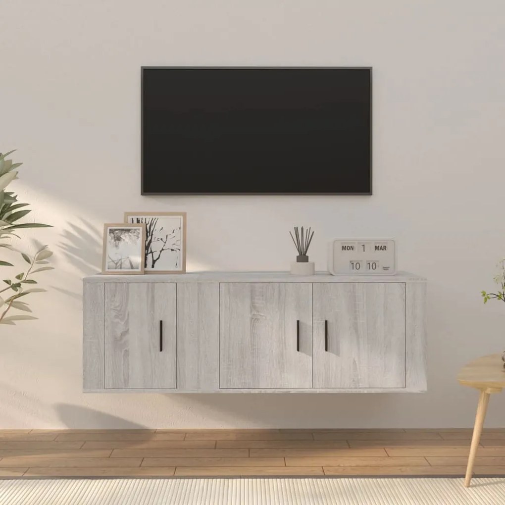 vidaXL Conjunto móveis de TV 2 pcs madeira processada sonoma cinza