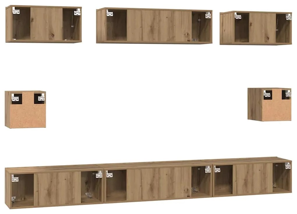 Conjunto de Estantes para TV 8 pcs carvalho artisiano