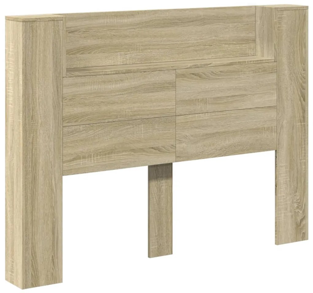 Armário cabeceira c/ luzes LED 140x16,5x103,5cm carvalho sonoma