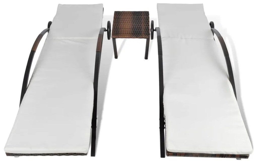 Espreguiçadeiras com mesa vime PE castanho