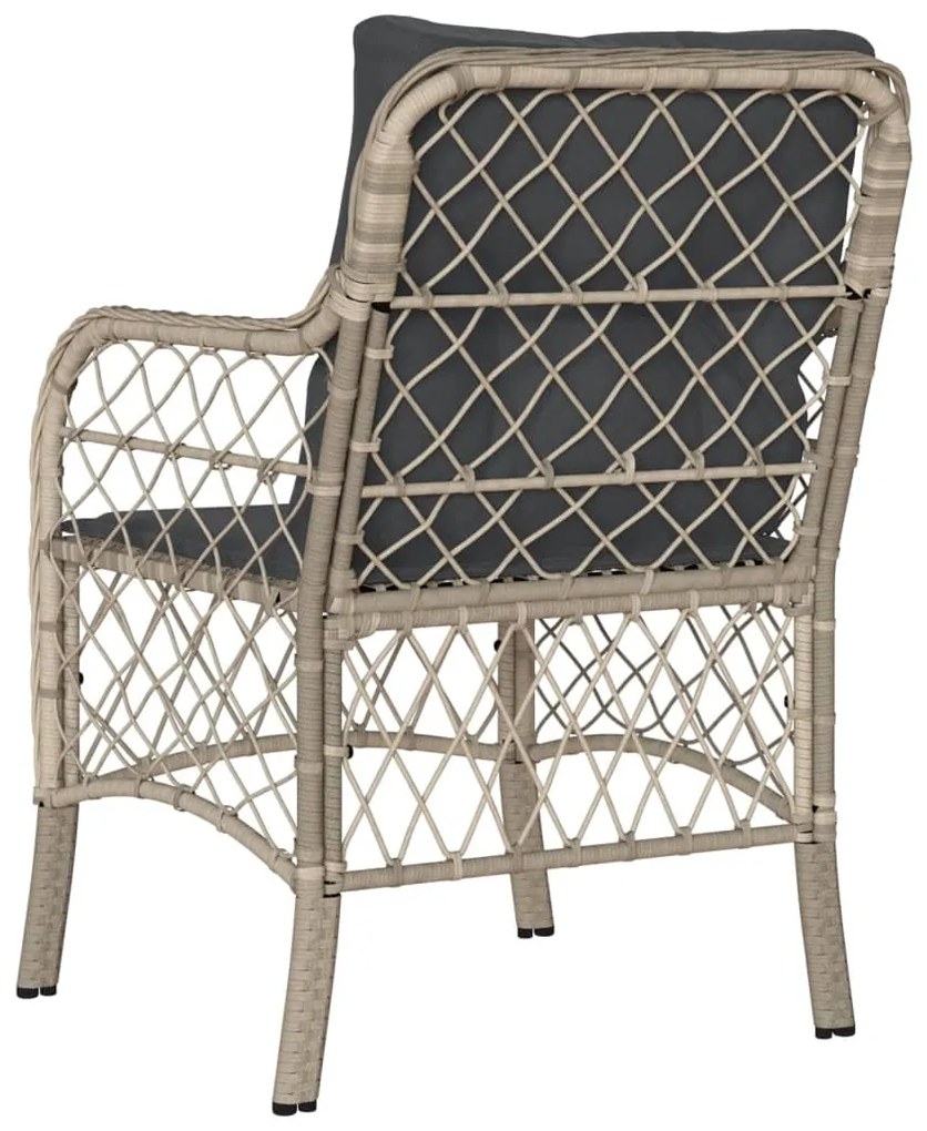 Cadeiras de jardim com almofadões 2 pcs vime PE cinzento-claro