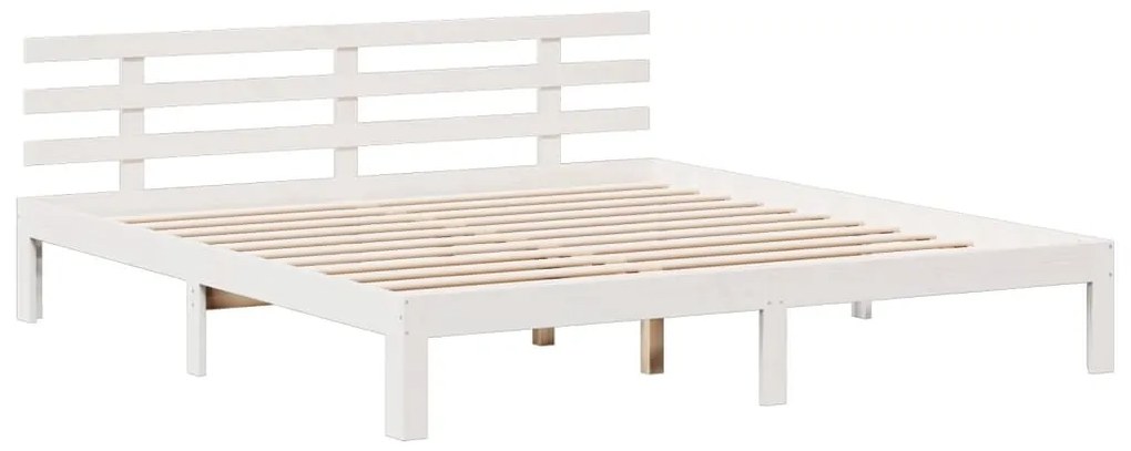 Cama com estante sem colchão 180x200 cm pinho maciço branco