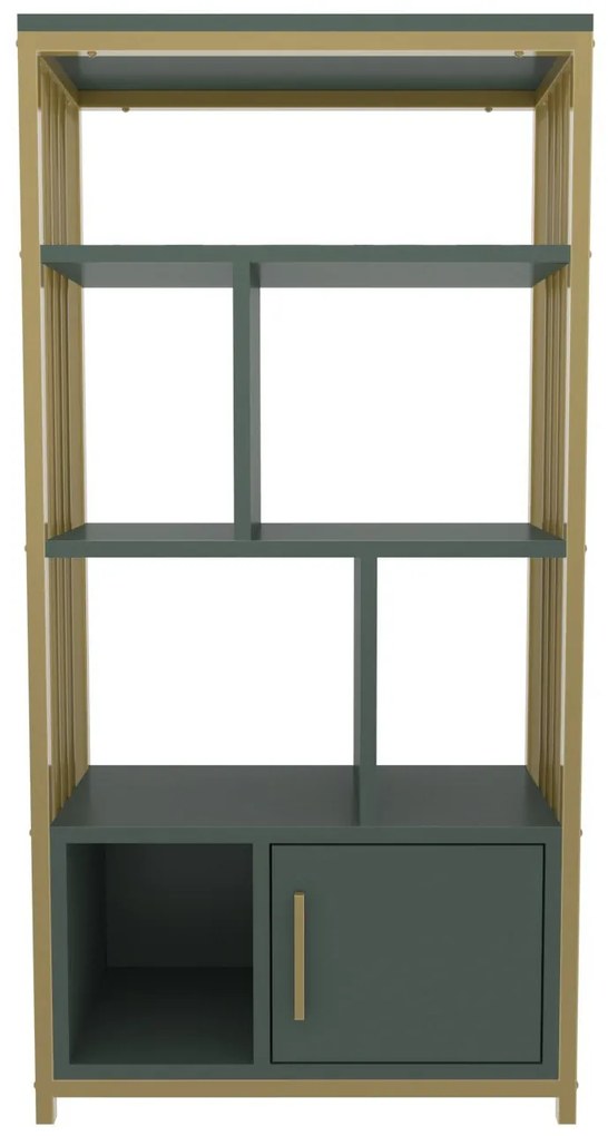 Estante Valero – Verde/Dourado – 60 cm x 120 cm x 29,6 cm