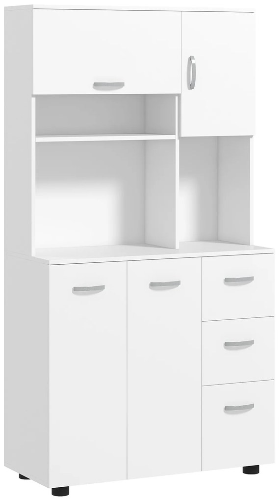 HOMCOM Armário de Cozinha Buffet 3 Gavetas 3 Prateleiras Amplo Armazenamento 89x39,5x168 cm Branco | Aosom Portugal