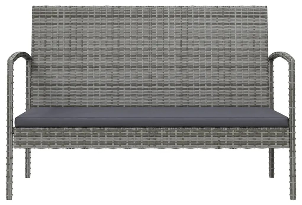 16 pcs conjunto lounge de jardim c/ almofadões vime PE cinzento