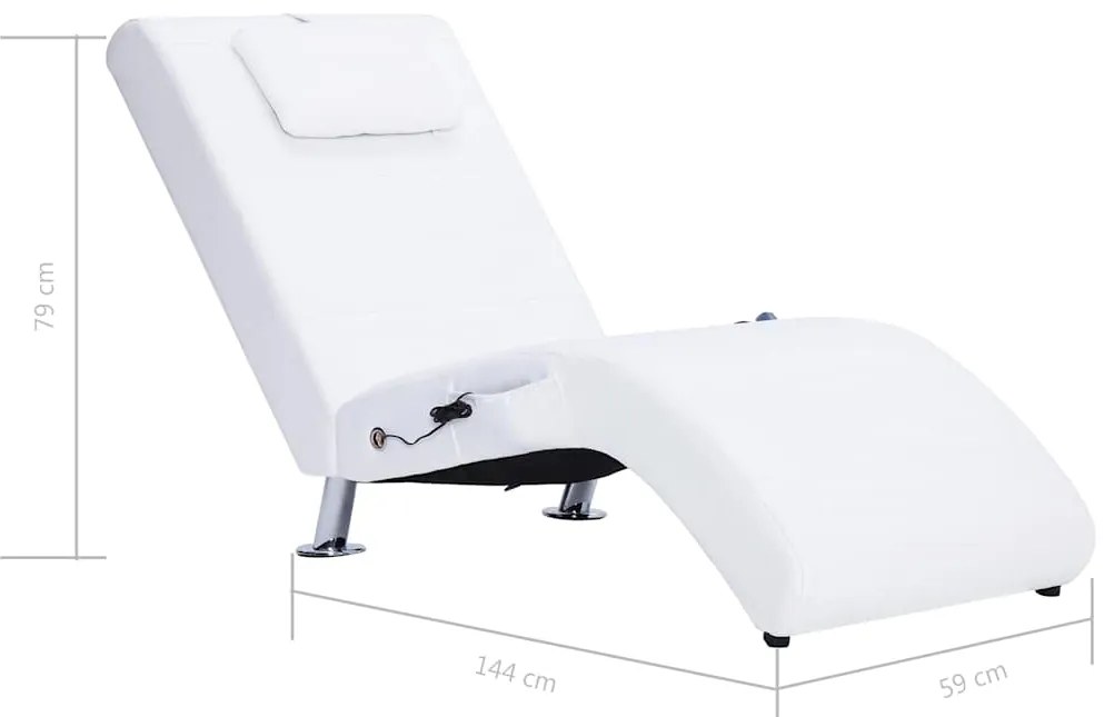 Chaise longue de massagem c/ almofada couro artificial branco
