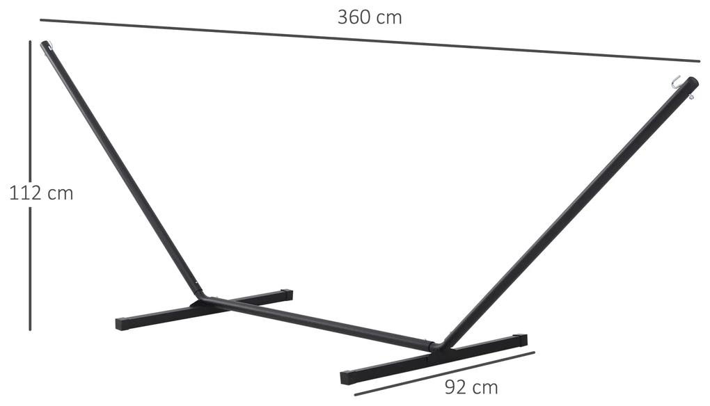 Suporte para Cama de Rede de Metal Estrutura para Cama de Rede Carga 120 kg 360x92x112 cm Preto