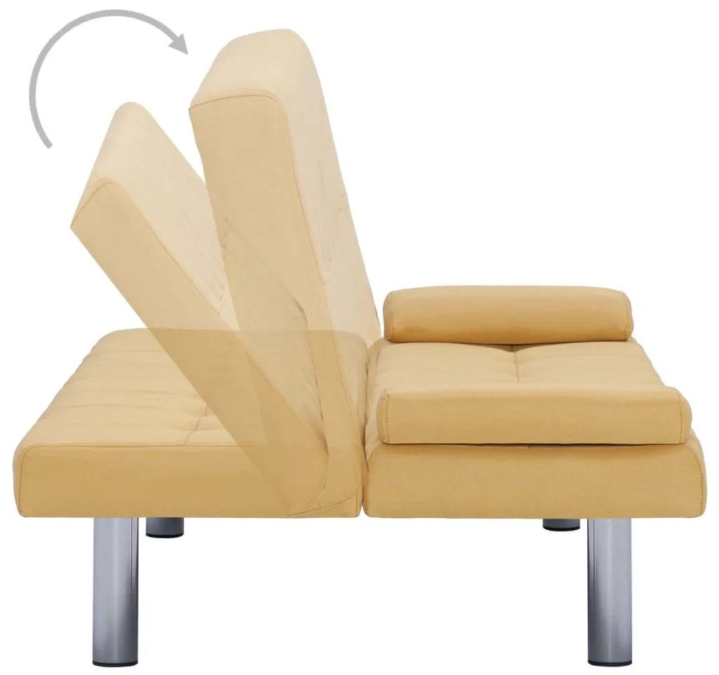 Sofá Cama Vivian - Cor Amarelo - Em Tecido, Estrutura em Madeira, Pern