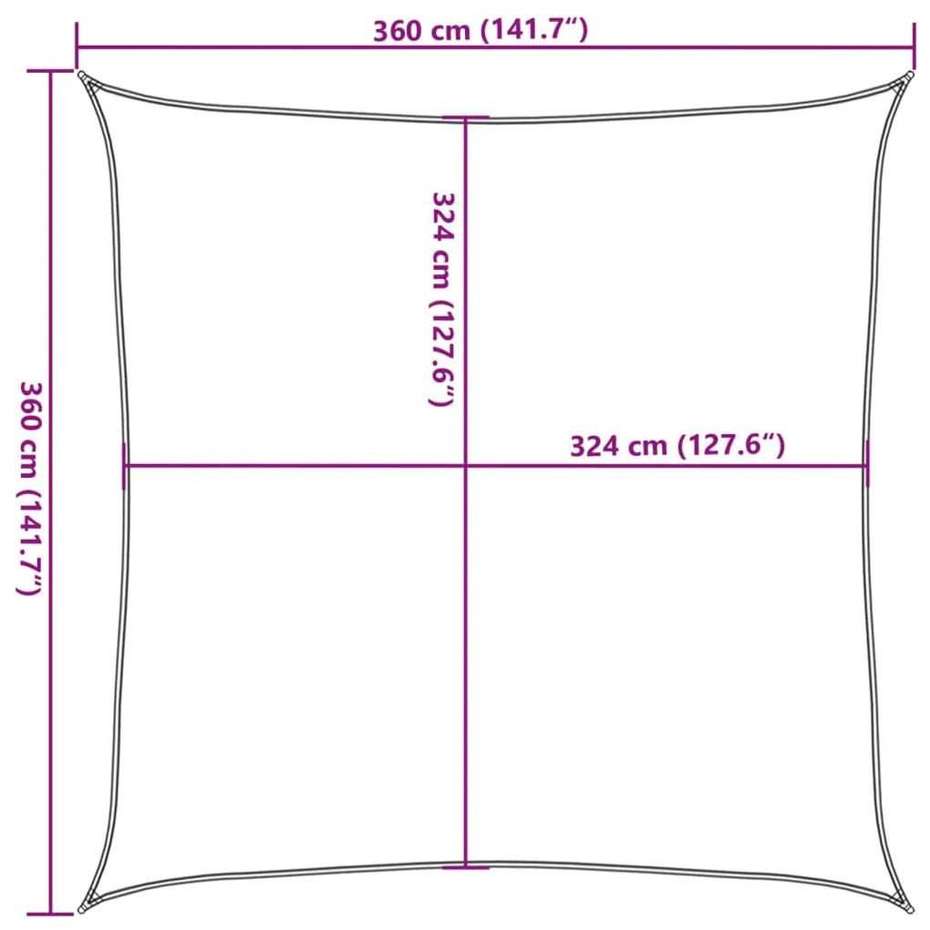 Para-sol estilo vela 160 g/m² 3,6x3,6 m PEAD castanho