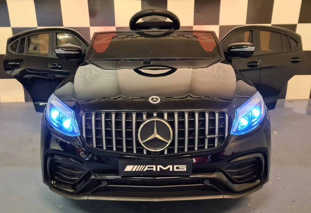 Carro elétrico de criança 3 a 6 anos, 12V 4x4 Mercedes GLC 1 pessoa, Pneus Borracha pintado de preto