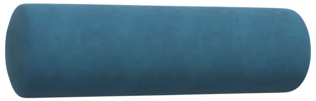 3 pcs conjunto de sofás com almofadões e rolos veludo azul