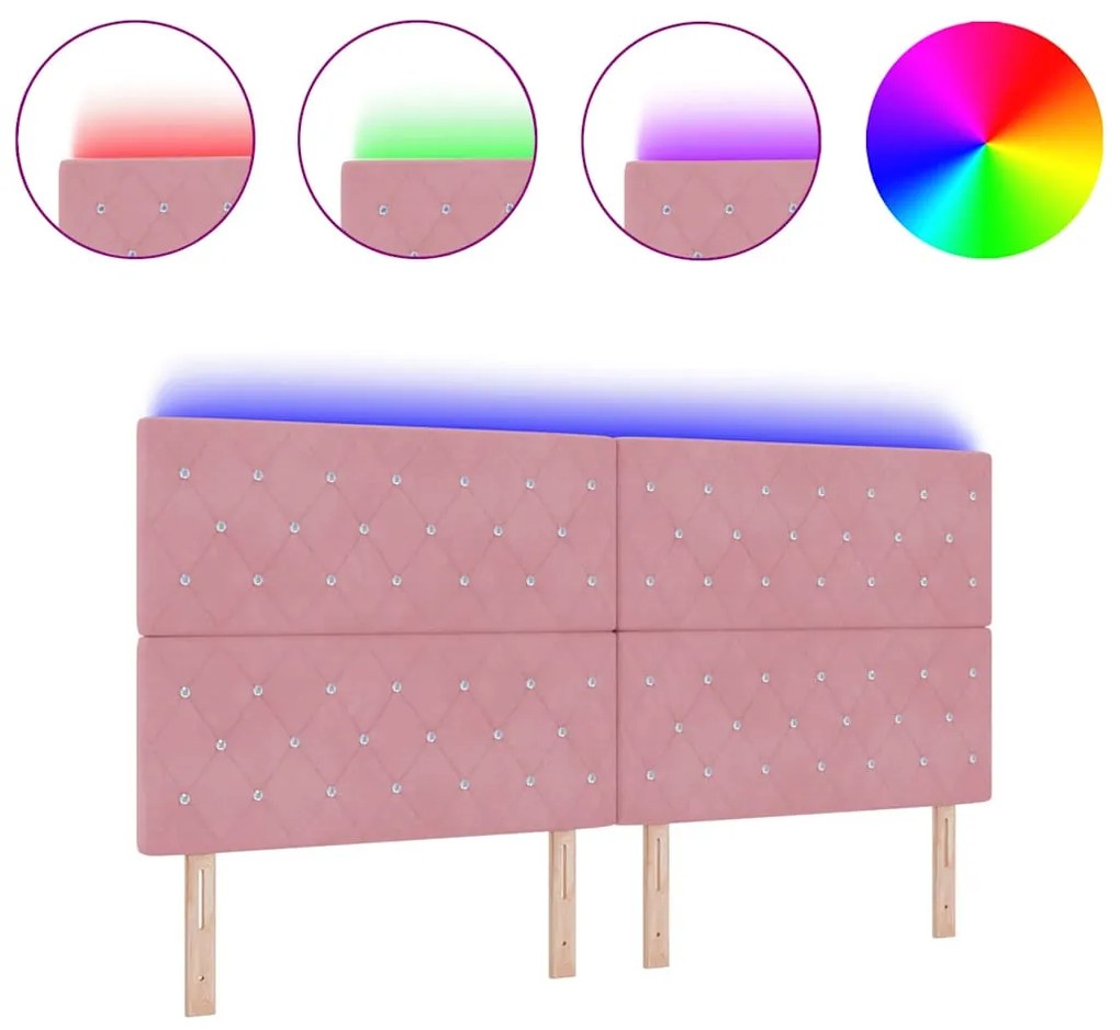 Cabeceira LED rosa 100 cm em veludo