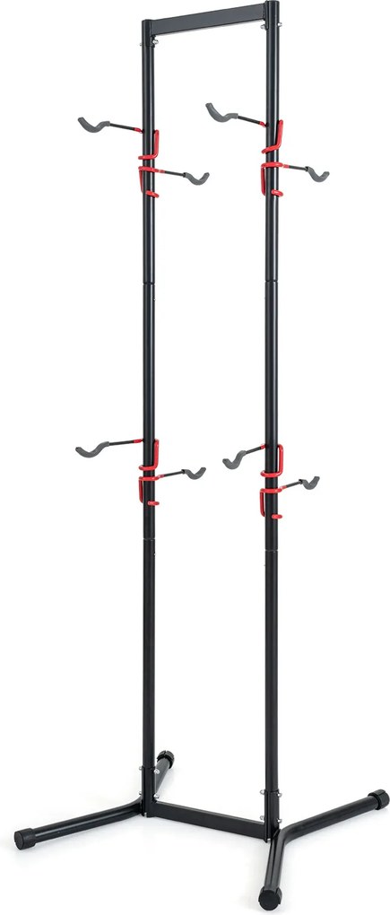 Suporte de Chão para 4 Bicicletas, 77 x 74 x 217 cm, Braços Ajustáveis, Preto