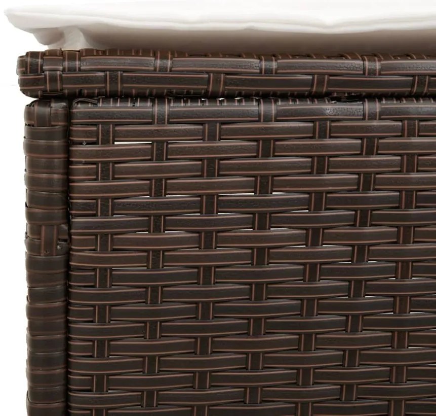 Conj. de espreguiçadeiras com almofadão 3 pcs vime PE castanho