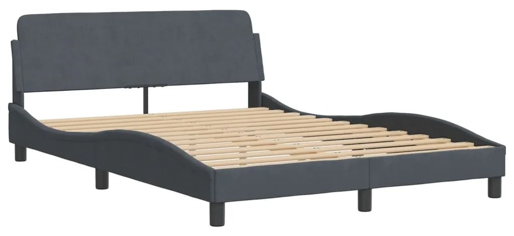 Cama com colchão 140x190 cm veludo cinzento-escuro