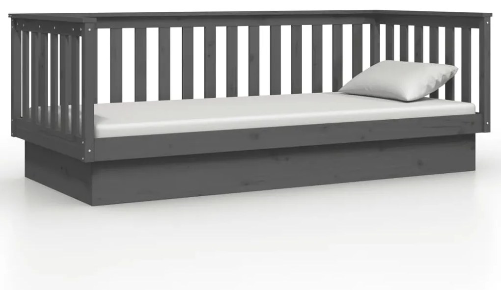 Sofá-cama 90 x 200 cm madeira de pinho maciça cinzento