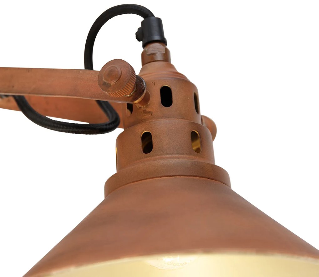 Candeeiro de parede industrial ferrugem com dourado - Rust Industrial,Clássico / Antigo,Country / Rústico