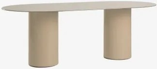 Oval Dining Table 220x110 Cm In Tempered Glass And Mdf Asgri Moka Brown - Sklum