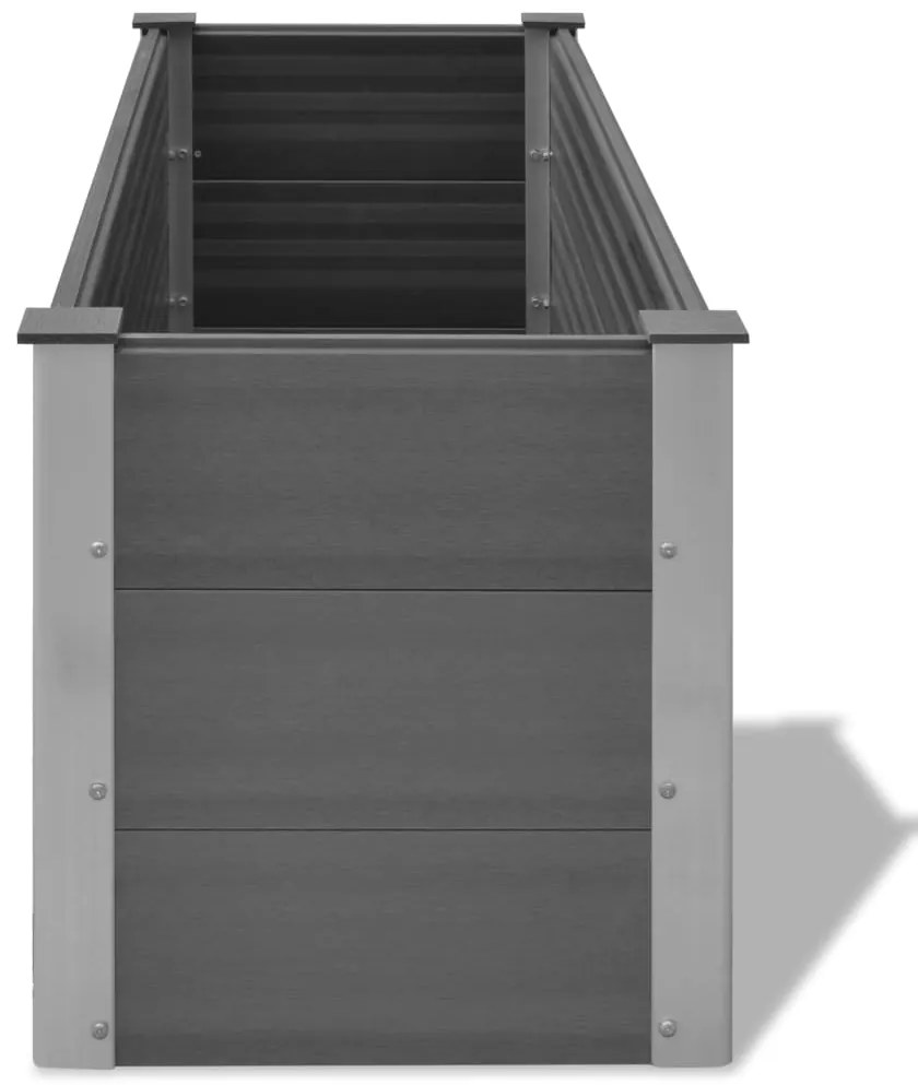 Canteiro elevado para jardim WPC 150x50x54 cm cinzento