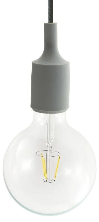 Suspensão com cabo têxtil e detalhes em silicone - Fabricado em Itália - Sem lâmpada / Cinzento