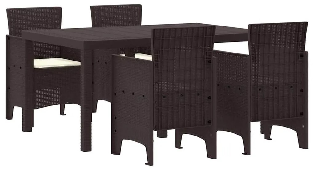 Conjunto de Jantar para Jardim 5 pcs Castanho 150 x 100 x 73 cm