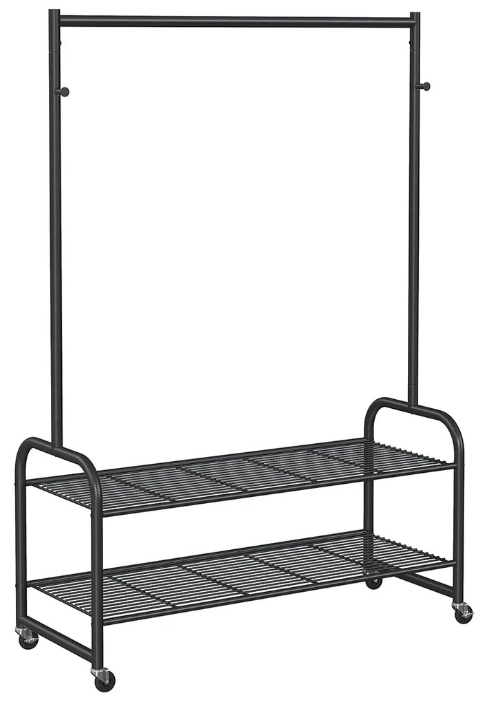 Cabide Guarda Roupa com sapateira 115 x 45 x 168,5 cm Preto