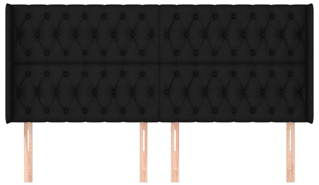 Cabeceira de cama c/ abas tecido 183x16x118/128 cm preto