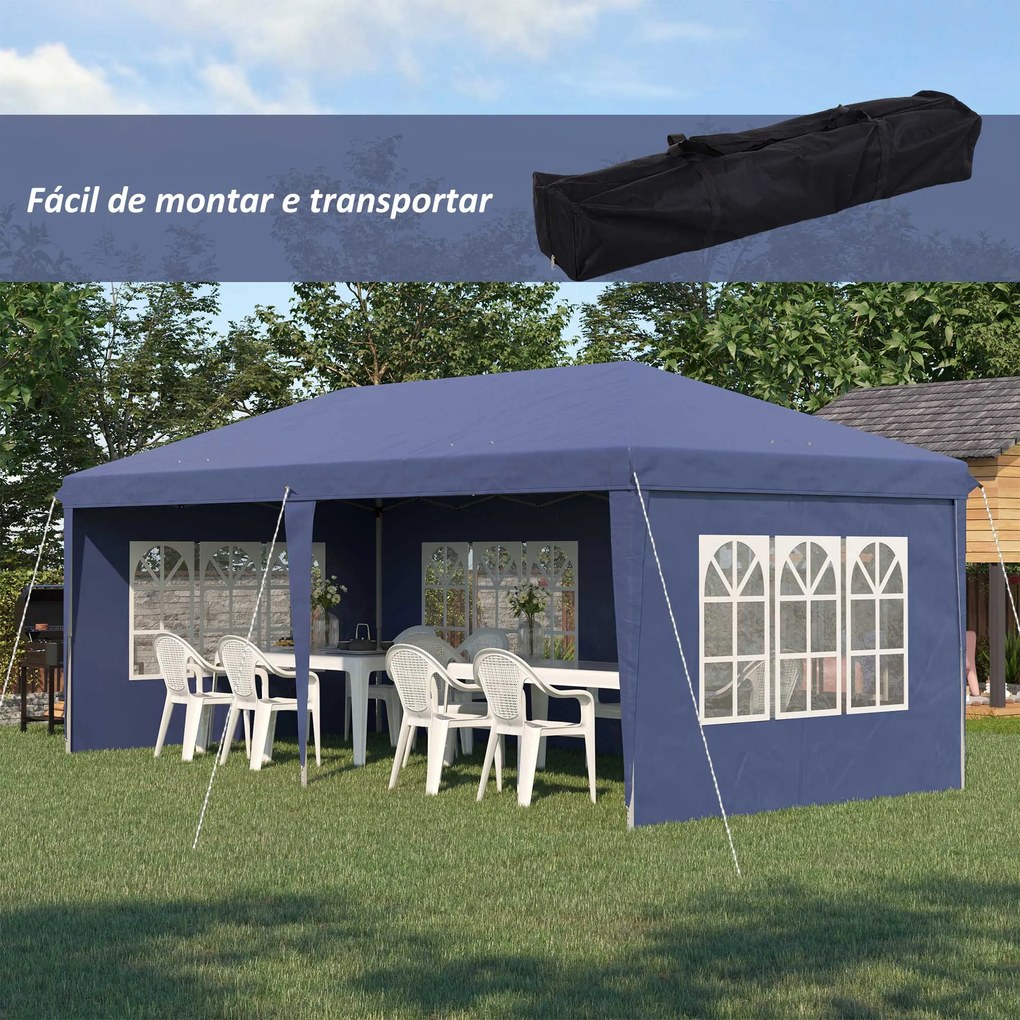 Tenda Dobrável 585x295x270 cm com 4 Paredes Laterais Amovíveis Tenda d