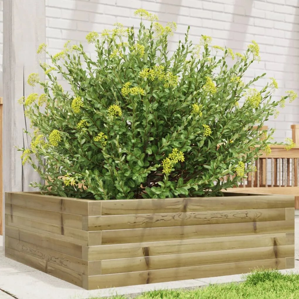 vidaXL Vaso/floreira de jardim 70x70x23 cm madeira de pinho impregnada