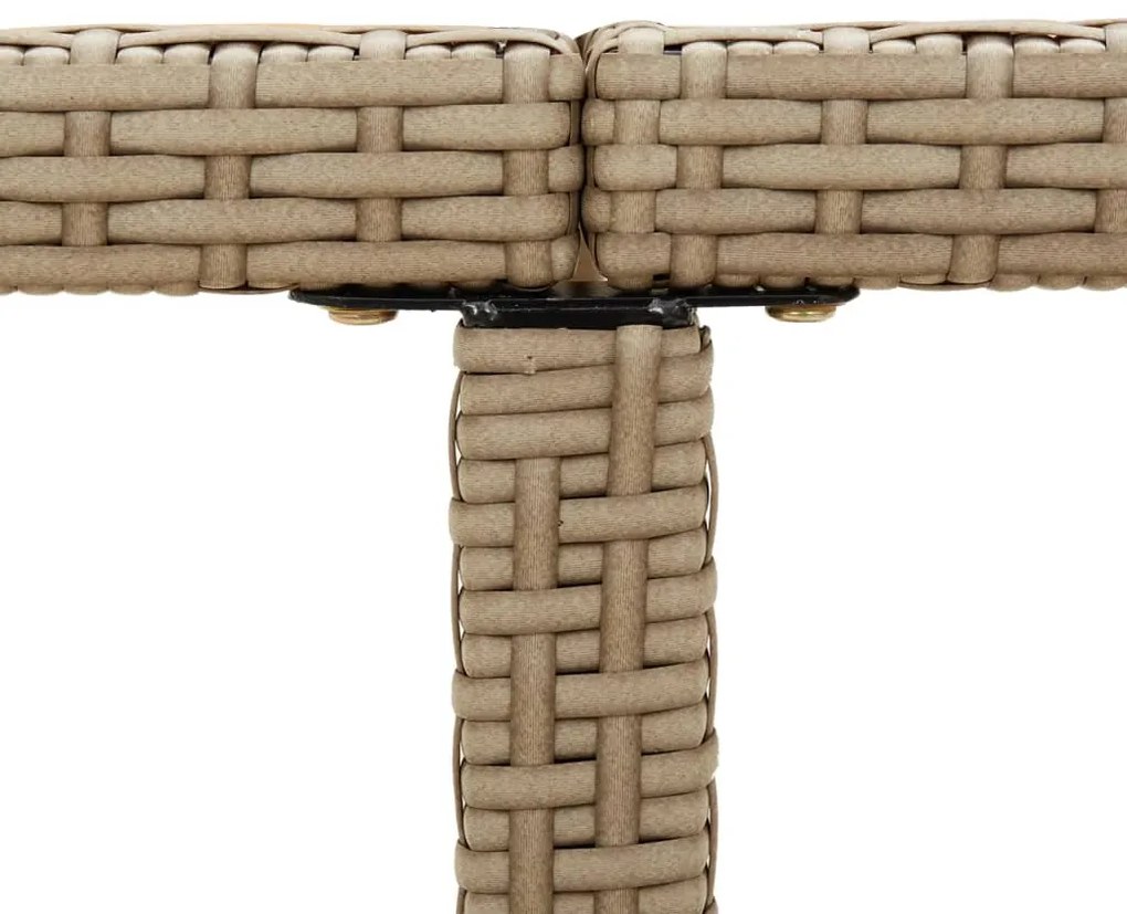 Mesa de jardim 109x107x74 cm vime PE e vidro bege