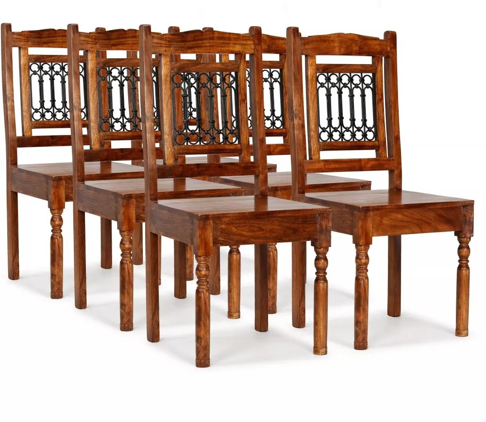 Cadeiras de jantar 6 pcs em madeira maciça + sheesham clássicas