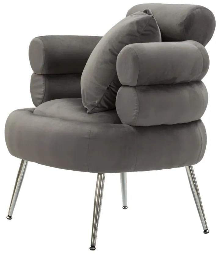 POLTRONA SILVERY PLUS COM ALMOFADA CINZENTA 78X68X85 CM